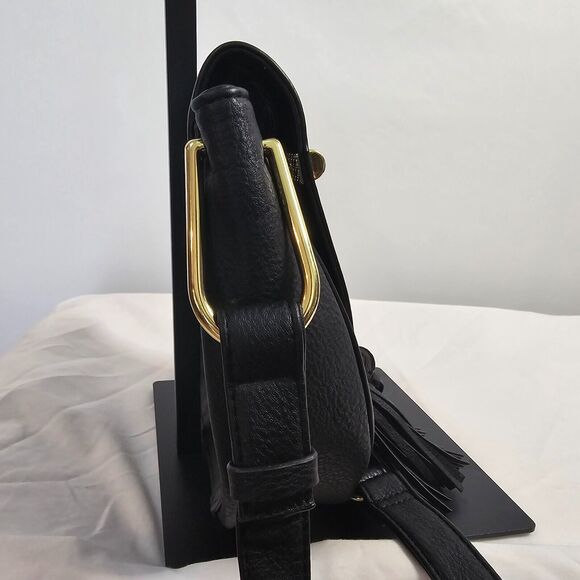 Steve Madden Crossbody Bag Faux Leather Fringe Tassels Black 10" x 9" x 3" - Picture 12 of 13